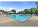 Community pool with ample seating and a lifeguard stand, perfect for summer relaxation and recreation at 405 Mount Vernon Ct, Woodstock, GA 30189