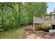 View of the backyard with wooden deck and lush landscaping at 113 Stargaze Rdg, Canton, GA 30114