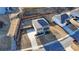 Aerial view of a two-story home with a fenced backyard and long driveway at 4825 Odum View Ln, Cumming, GA 30040