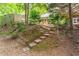 Spacious tiered backyard with stepping stones, garden ornaments, and lush greenery, perfect for relaxation at 3745 Meeting St, Duluth, GA 30096