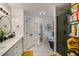 Elegant bathroom with a glass enclosed shower, a soaking tub, and a double sink vanity at 41 Wexford Nw Cir, Cartersville, GA 30121