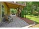 Cozy covered patio area with comfortable seating and a view of the expansive backyard at 1680 Laleiah Dr, Cumming, GA 30041