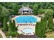 Aerial view of the community pool with surrounding amenities and lush landscaping at 1680 Laleiah Dr, Cumming, GA 30041