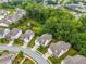 Aerial view of a residential neighborhood featuring lush green spaces and a central pond at 309 Mcdaniel Pl, Canton, GA 30115