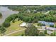 An aerial view of a lake community with a lake, tennis courts, houses, pool and a clubhouse at 140 Discovery Lake Dr, Fayetteville, GA 30215