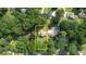 Bird's eye view of a home surrounded by trees with a pool, and a neighboring property at 1177 Castle Way Way, Norcross, GA 30093