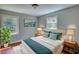 Cozy bedroom with a comfortable bed, stylish decor, and two bright windows at 1177 Castle Way Way, Norcross, GA 30093