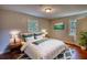 Inviting bedroom with hardwood floors, decorative rug and calming paint color at 1177 Castle Way Way, Norcross, GA 30093