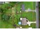 Aerial view of the property highlighting the pool and spacious backyard at 521 Peeples Valley Nw Rd, Cartersville, GA 30121