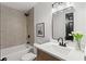 Bathroom featuring a tub, tiled shower, and modern vanity with white countertop at 1239 Teakwood Trl, Stone Mountain, GA 30083