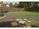 Large backyard with wood fence and landscaping around the perimeter at 505 Mirror Lake Pkwy, Villa Rica, GA 30180