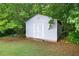 Backyard shed offers extra storage space and complements the landscape with its neat and functional design at 784 Crestworth Xing, Powder Springs, GA 30127