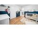 This is a clean bedroom with two-tone walls and light colored wood flooring at 150 Kensley Way, Dallas, GA 30157