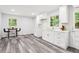 Beautifully designed kitchenette featuring white cabinets, modern countertops, stainless steel appliances, and ample natural light at 6000 Malibu Drive Dr, Morrow, GA 30260