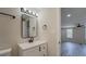 Updated bathroom vanity features a modern mirror and hardware at 4176 King Edward Dr, Douglasville, GA 30135