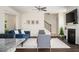 Bright living room with fireplace, open staircase, modern furniture, and hardwood flooring, perfect for entertaining at 149 Woodhouse Cir, Acworth, GA 30102
