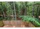 An upper view of a backyard featuring a fence and bordering lush green trees at 4149 Spring Cove Dr, Duluth, GA 30097