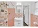 Cozy bathroom with a decorative sink and colorful cactus themed shower curtain at 5400 Francis Ave, Stone Mountain, GA 30087