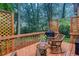 This cozy back deck features two rocking chairs, a gas grill and plenty of foliage at 4801 Deer Chase, Powder Springs, GA 30127
