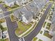 Aerial view of a modern residential neighborhood with well-maintained lawns and sidewalks on a sunny day at 1010 Fendley St, Woodstock, GA 30188