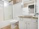 Clean bathroom featuring a vessel sink, granite vanity, and a shower with glass doors at 3185 Oak Ridge Ln, Loganville, GA 30052