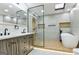 Beautiful bathroom with dual sink vanity, soaking tub and glass shower at 3421 Fawn Trl, Marietta, GA 30066