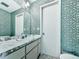 Bathroom features marble countertops, patterned wallpaper, and tiled floors at 1467 Shiloh Trail East Nw, Kennesaw, GA 30144