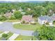 Aerial view of a home on a cul-de-sac with a well-manicured lawn and lush surroundings at 1487 Monarch Ct, Marietta, GA 30062