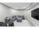 Finished basement with a large TV, comfortable seating, and neutral walls at 1487 Monarch Ct, Marietta, GA 30062