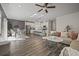 Open-concept living space with a modern kitchen, dining area, and cozy living room at 3735 Hazel Ave, Cumming, GA 30040