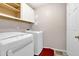 Functional laundry room with modern washer and dryer and storage at 1010 San Marcos Cv, Lawrenceville, GA 30043