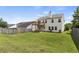 Spacious backyard with green lawn, privacy fence, and deck, ideal for relaxing and outdoor activities at 1910 Towne Park Dr, Mcdonough, GA 30252