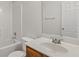 Bathroom features a shower and tub combination and single sink vanity at 1910 Towne Park Dr, Mcdonough, GA 30252
