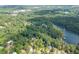 Lush green area with homes around a lake shown from an aerial view, perfect for nature lovers at 2155 Cove Trl, Cumming, GA 30041