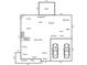 Layout displaying living room, kitchen, bedrooms, bathrooms, deck, dining, laundry, garage, and covered patio at 9117 Hanover St, Lithia Springs, GA 30122