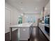 Bright kitchen with stainless appliances, white cabinets, a center island, and dark hardwood floors at 1505 Slopeside Loop, Smyrna, GA 30082