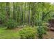 Relaxing backyard setting with mature trees, outside seating, and space for entertaining at 480 Pineburr Ln, Stone Mountain, GA 30087