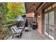 Outdoor back porch featuring a grill, seating, awning, and beautiful green trees, ideal for enjoying the outdoors at 4222 Rickenbacker Ne Dr # 9, Atlanta, GA 30342