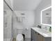 Bathroom with tiled walk-in shower, modern sink and mirror with under cabinet storage at 4222 Rickenbacker Ne Dr # 9, Atlanta, GA 30342