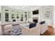 Bright and airy living room with large windows, fireplace, built-in shelving, and hardwood floors at 4620 Springdale Ct, Cumming, GA 30041