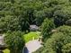 Aerial view showcasing the home nestled among lush greenery and a circular driveway at 3323 Silver Ridge Ct, Duluth, GA 30096