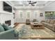Inviting living room featuring a fireplace, coffered ceilings, and an open layout perfect for entertaining at 4225 Wieuca Ne Rd, Atlanta, GA 30342