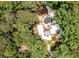 Aerial view showcasing a secluded home surrounded by lush, mature trees, offering privacy and tranquility at 4850 Lake Fjord Pass, Marietta, GA 30068
