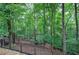 View of lush, wooded lot with a backyard playground at 425 Bellflower Ct, Roswell, GA 30076