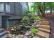 Backyard waterfall feature is a unique element of the back yard at 425 Bellflower Ct, Roswell, GA 30076