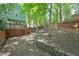 Large backyard features a wooden deck, wooden fence, and mature trees at 5037 Laurel Springs Se Way, Smyrna, GA 30082