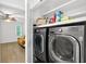 Convenient laundry room features a side-by-side washer and dryer at 5037 Laurel Springs Se Way, Smyrna, GA 30082