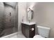 Elegant bathroom showcasing a glass shower, a vanity with marble countertop, and modern fixtures at 1380 Wayne Ne Ave, Atlanta, GA 30306