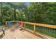 Large wooden deck with ample seating and views of a lush wooded area at 2958 Paul Harris Rd, Dallas, GA 30157