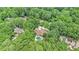 An aerial view shows the estate with a private pool nestled among mature trees at 7660 Treeridge Ct, Atlanta, GA 30350